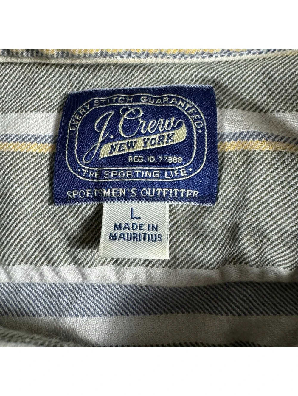 J. Crew Men’s Flannel Shirt 100% Cotton L Soft Striped Green White Button Down
